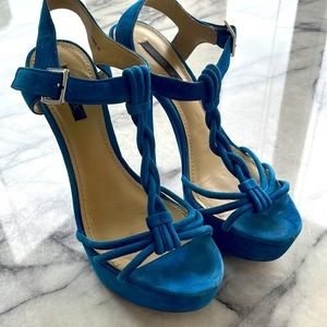 Rachel Zoe Valerie blue suede platform sandal size 9